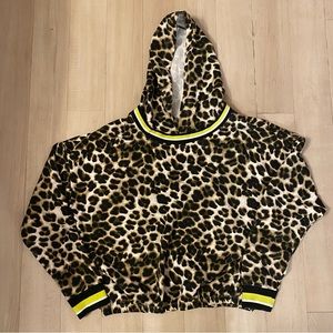 NY&C Cropped Cheetah Print Hoodie
